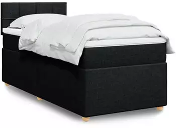 vidaXL Boxspringbett mit Matratze Schwarz 180x200 cm Stoff (3289075)