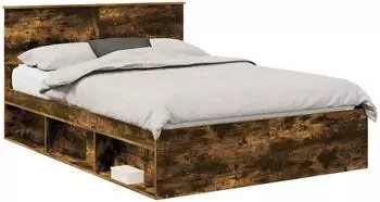 vidaXL Bettrahmen Geräucherte Eiche 140 x 200 cm Massives Kiefernholz (3410595)