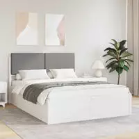 vidaXL Bettgestell mit gepolstertem Kopfteil Hellgrau 160 x 200 cm