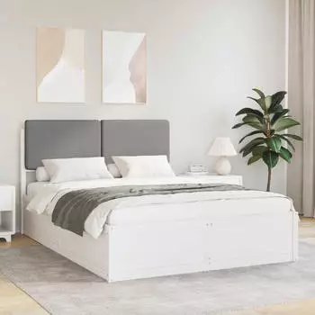 vidaXL Bettgestell mit gepolstertem Kopfteil Hellgrau 160 x 200 cm (877404)