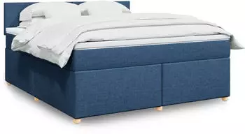 vidaXL Boxspringbett mit Matratze Blau 180x200 cm Stoff (3289058)