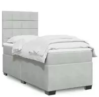 vidaXL Boxspringbett mit Matratze Hellgrau 180x200 cm Samt