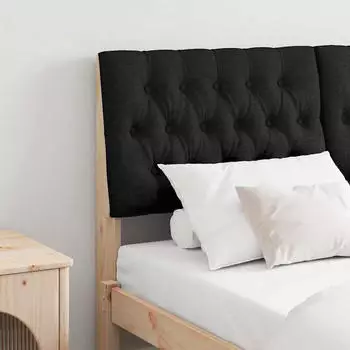 vidaXL Gepolstertes Kopfteil Schwarz 135 cm Massives Kiefernholz (879346)