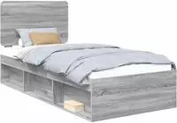 vidaXL Bettrahmen Sonoma-Grau 100 x 200 cm Massives Kiefernholz