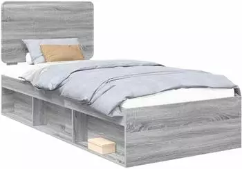 vidaXL Bettrahmen Graues Sonoma 100 x 200 cm Massives Kiefernholz (3412529)