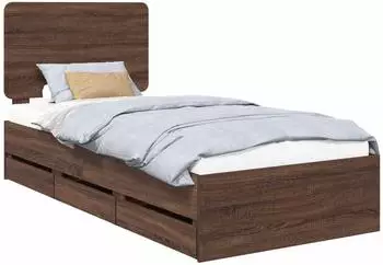 vidaXL Bettrahmen Braun Eichen-Optik 90 x 200 cm Ingenieurs Holz (3412643)