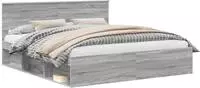 vidaXL Bettrahmen Graues Sonoma 180 x 200 cm Massives Kiefernholz