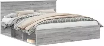 vidaXL Bettrahmen Graues Sonoma 180 x 200 cm Massives Kiefernholz (3410569)