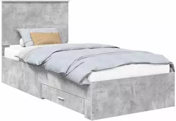 vidaXL Bettrahmen mit Kopfteil Beton Grau 90 x 190 cm Holzwerkstoff (3409697)