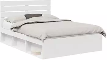 vidaXL Bettrahmen mit Kopfteil Weiß 160 x 200 cm Massives Kiefernholz (3411391)