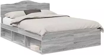 vidaXL Bettrahmen Graues Sonoma 140 x 200 cm Massives Kiefernholz (3412894)