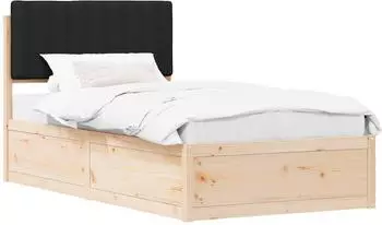 vidaXL Bettgestell mit gepolstertem Kopfteil Schwarz 100 x 200 cm (877791)