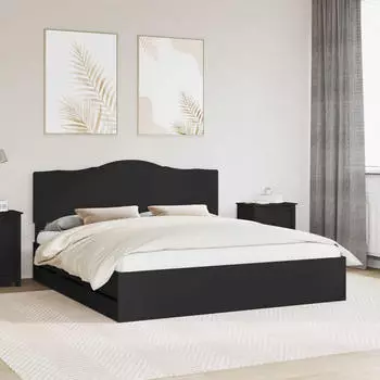 vidaXL Bettrahmen mit Schubladen Schwarz 200 x 200 cm Ingenieurs Holz (3413381)