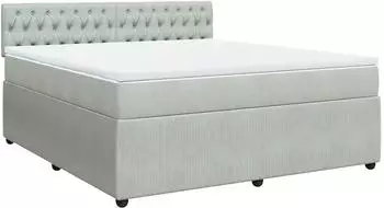 vidaXL Boxspringbett mit Matratze Hellgrau 180x200 cm Samt (3287812)