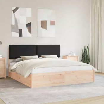 vidaXL Bettgestell mit gepolstertem Kopfteil Schwarz 180 x 200 cm (3398111)