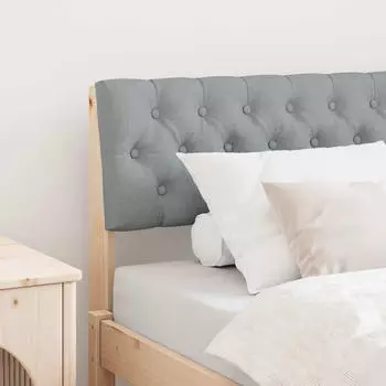 vidaXL Gepolstertes Kopfteil Hellgrau 90 cm Massives Kiefernholz (879194)