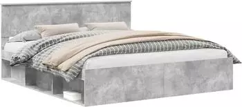 vidaXL Bettrahmen mit Kopfteil Beton 180 x 200 cm Massives Kiefernholz (3410567)