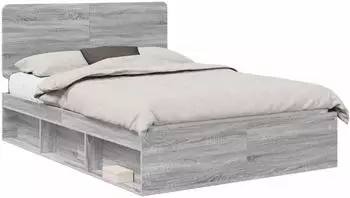 vidaXL Bettrahmen Graues Sonoma 140 x 200 cm Massives Kiefernholz (3412484)
