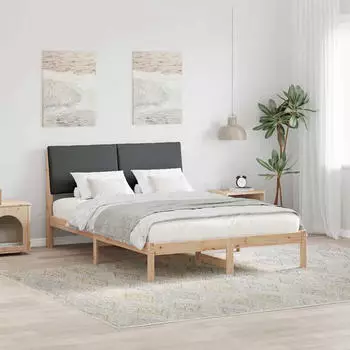 vidaXL Bettgestell Braun und Dunkelgrau 160 x 200 cm Massivholz Kiefer (3394369)