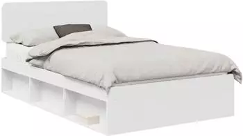 vidaXL Bettrahmen mit Kopfteil Wei&szlig; 120 x 200 cm Massives Kiefernholz (3412096)