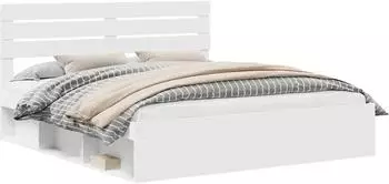 vidaXL Bettrahmen mit Kopfteil Weiß 180 x 200 cm Massives Kiefernholz (3411383)