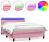 vidaXL Boxspringbett mit Matratze & LED Rosa 140x220 cm Samt (3316934)