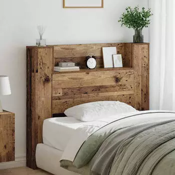 vidaXL Kopfteil mit Regal Altholz 120 x 15 x 103,5 cm Holzwerkstoff (3418656)