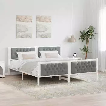 vidaXL Bettrahmen Hellgrau 180 x 200 cm Massives Kiefernholz (3394277)