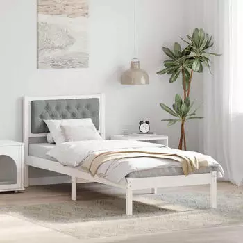 vidaXL Bettrahmen Hellgrau 90 x 200 cm Massives Kiefernholz (878218)