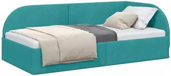 vidaXL Eckbettgestell T&uuml;rkis 90 cm x 200 cm Polyester und Sperrholz (42016654)