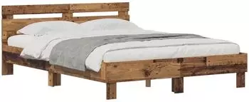 vidaXL Bettrahmen mit Kopfteil Altholz 140 x 200 cm Holzwerkstoff (3417310)