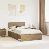 vidaXL Bettrahmen Artisan-Eiche 120 x 200 cm Massives Kiefernholz