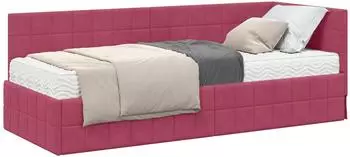 vidaXL Eckbettgestell mit Matratze mit Kopfteil 2 pcs Grün Samt (3393922)