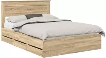 vidaXL Bettrahmen Sonoma-Eiche 140 x 200 cm Ingenieurs Holz (3409849)