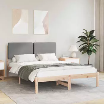 vidaXL Bettgestell mit gepolstertem Kopfteil Hellgrau 160 x 200 cm (877894)