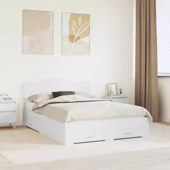 vidaXL Bettrahmen mit Kopfteil Weiß 140 x 200 cm Holzwerkstoff (3413184)