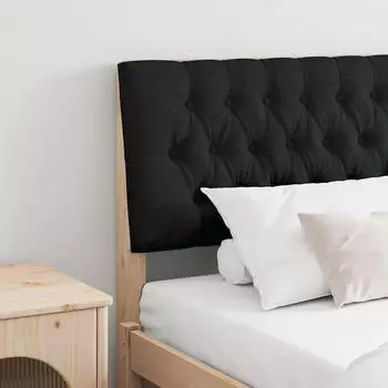 vidaXL Gepolstertes Kopfteil Schwarz 200 cm Massives Kiefernholz (879321)