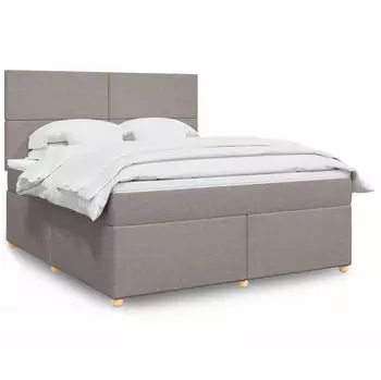 vidaXL Boxspringbett mit Matratze Taupe 180x200 cm Stoff (3293656)