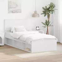 vidaXL Bettrahmen mit Kopfteil Wei&szlig; 90 x 190 cm Massives Kiefernholz