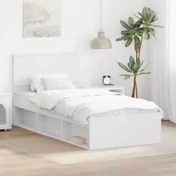 vidaXL Bettrahmen mit Kopfteil Wei&szlig; 90 x 190 cm Massives Kiefernholz (3410654)