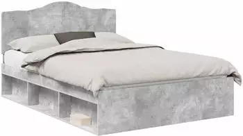vidaXL Bettrahmen mit Kopfteil Beton 140 x 200 cm Massives Kiefernholz (3413302)