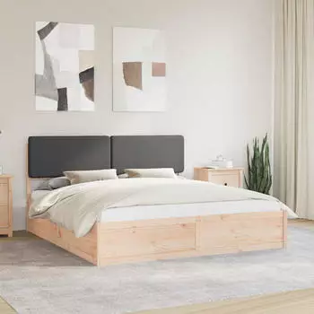 vidaXL Bettgestell mit gepolstertem Kopfteil Dunkelgrau 180 x 200 cm (3398145)
