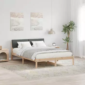 vidaXL Bettgestell Braun und Dunkelgrau 160 x 200 cm Massivholz Kiefer (878525)