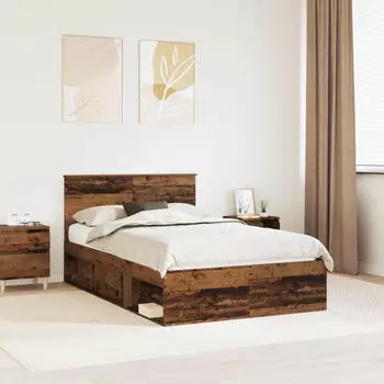 vidaXL Bettrahmen Altholz 120 x 200 cm Massives Kiefernholz (3410625)