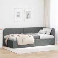 vidaXL Eckbettgestell Dunkelgrau 90 x 200 cm Stoff