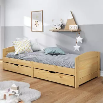 vidaXL Tagesbett mit 2 Schubladen ohne Matratze Weiß Rosa 90x200cm (3314679)