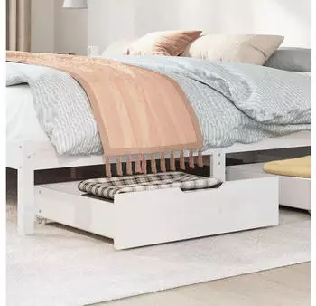 vidaXL Bettschubladen 2 Stk. Weiß 75x55x17 cm Massivholz Kiefer (850933)