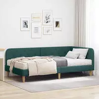 vidaXL Eckbettgestell Dunkelgr&uuml;n 90 x 200 cm Stoff