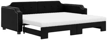 vidaXL Tagesbett Ausziehbar mit Matratzen Schwarz 100x200 cm Stoff (3197659)