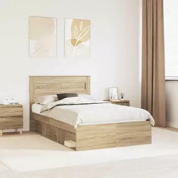 vidaXL Bettrahmen Sonoma 120 x 190 cm Massives Kiefernholz (3409777)